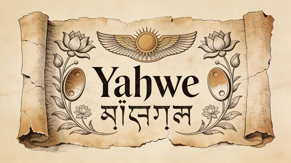 Visual depiction of The divine name Yahwe inscribed on a scroll fragment