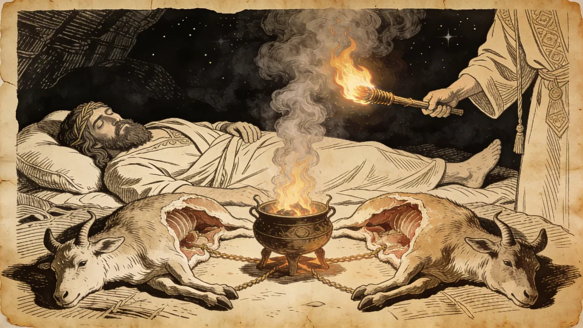 Hand-drawn ink illustration: Covenant Vision with Abram