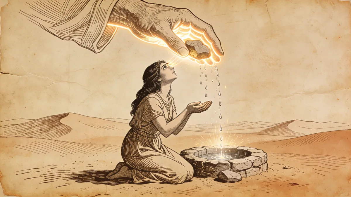 Hand-drawn ink illustration: God Hears Ishmael