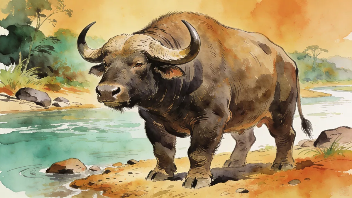 Visual depiction of A Josephoartigasia giant rodent — larger than a buffalo — in a South American Pliocene riverbank