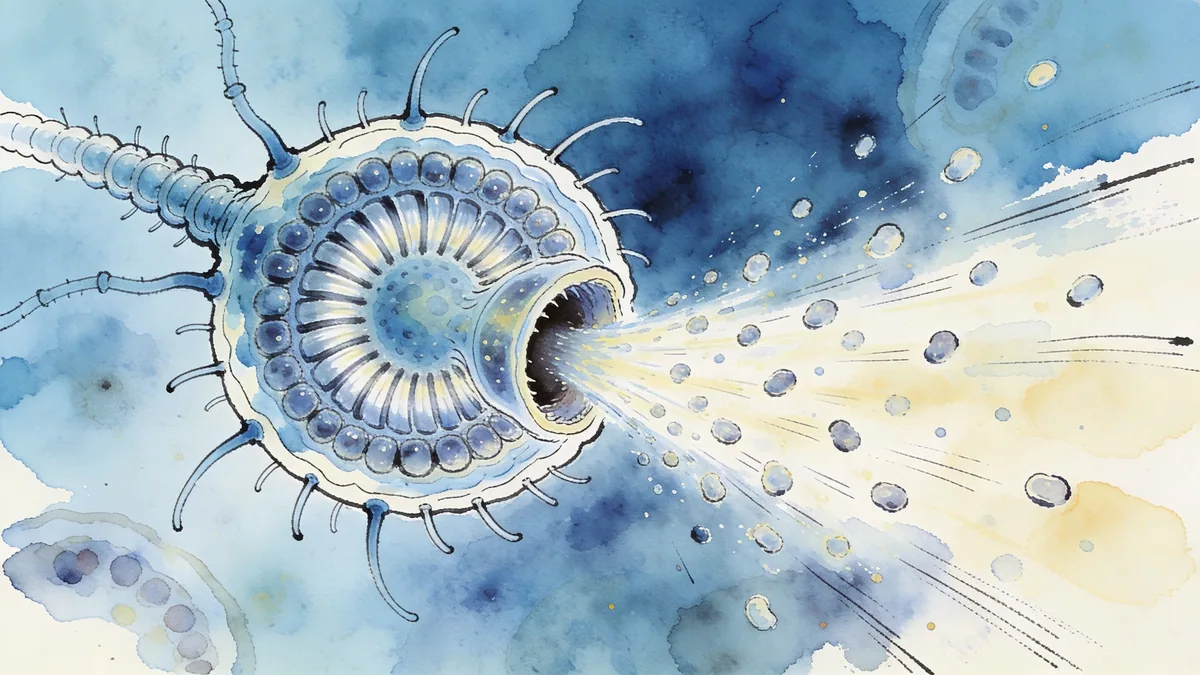 Visual depiction of A rotifer in action