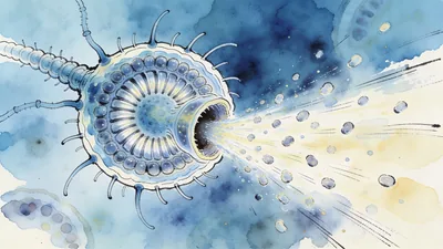 Visual depiction of A rotifer in action