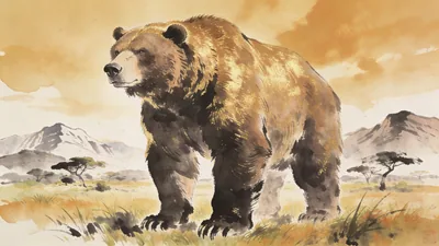 Visual depiction of A short-faced bear standing at full height