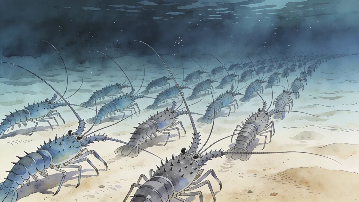 Visual depiction of A spiny lobster migration