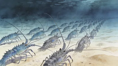 Visual depiction of A spiny lobster migration