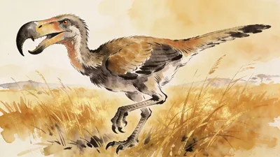 Visual depiction of A Titanis terror bird in Pleistocene North America