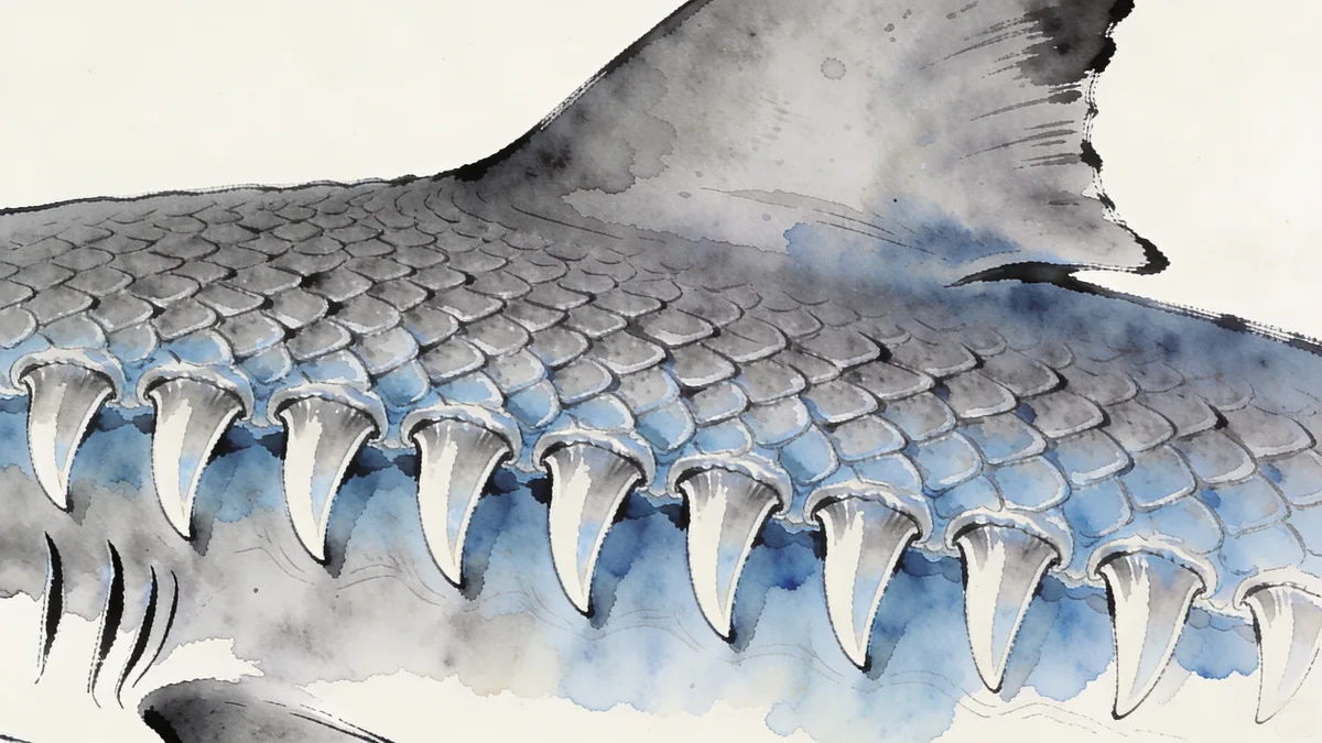 Visual depiction of Shark skin denticles under magnification