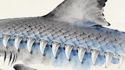 Visual depiction of Shark skin denticles under magnification