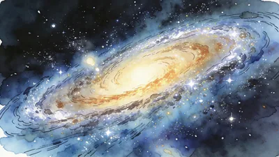 Visual depiction of The Andromeda galaxy as seen from a dark sky site