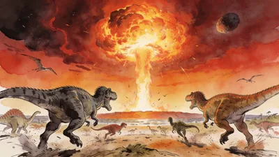 Visual depiction of The asteroid impact that ended the Cretaceous