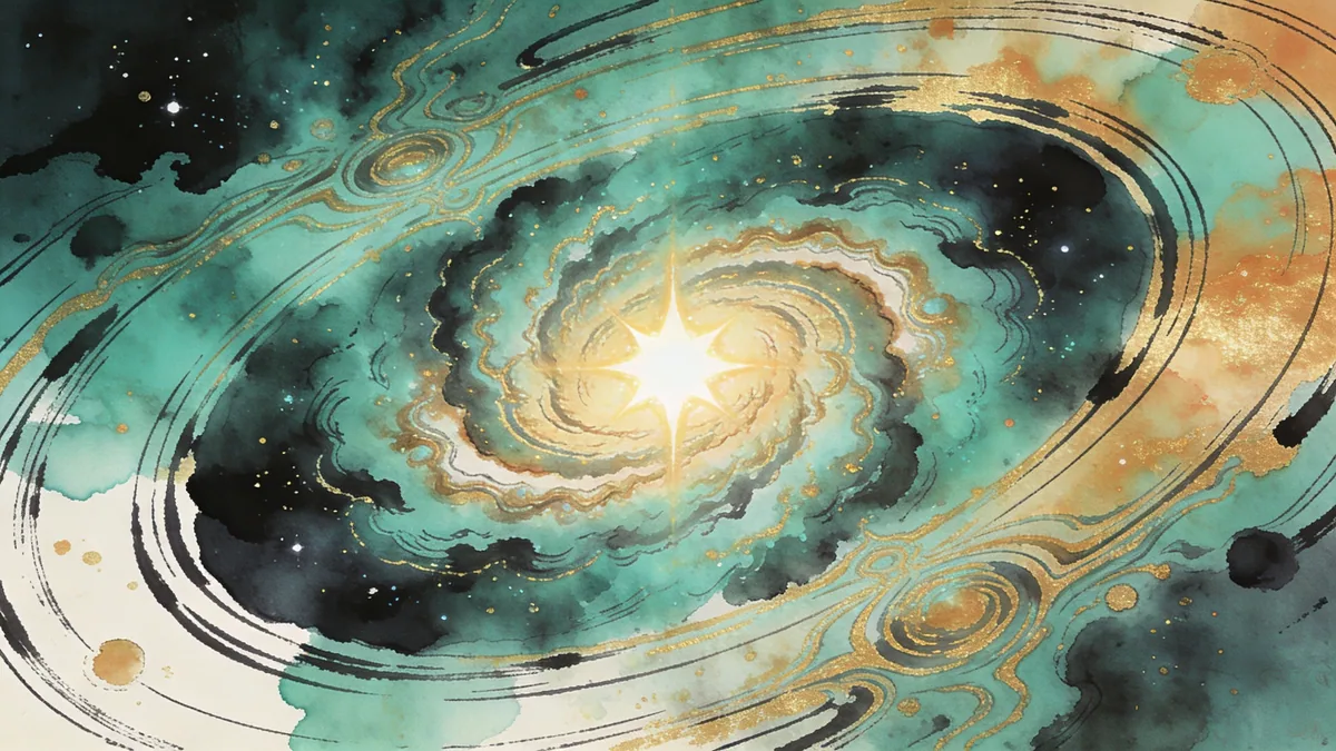 Visual depiction of The Cat's Eye Nebula with its concentric rings and glowing central star