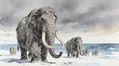 Visual depiction of The last woolly mammoths on Wrangel Island four thousand years ago