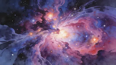 Visual depiction of The Orion Nebula as a stellar nursery