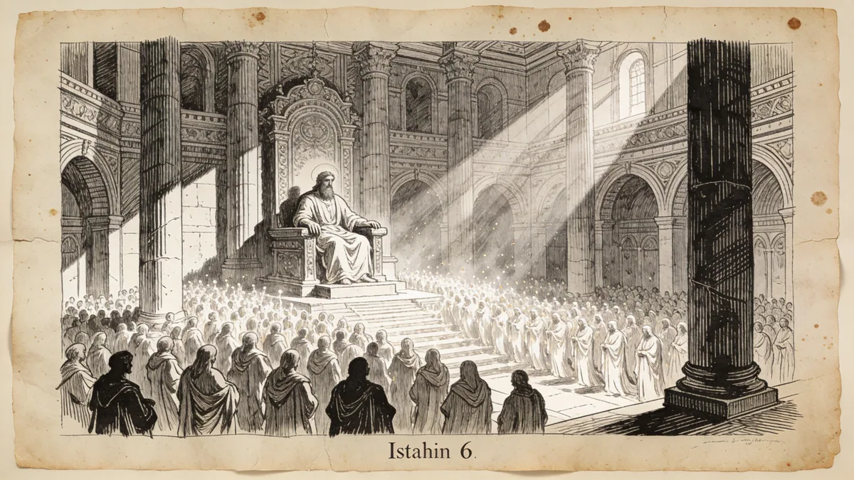 Hand-drawn ink illustration: Vision of the Throne