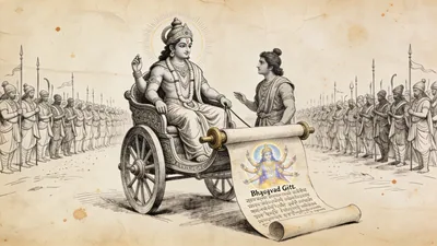 Visual depiction of Krishna as divine strategist