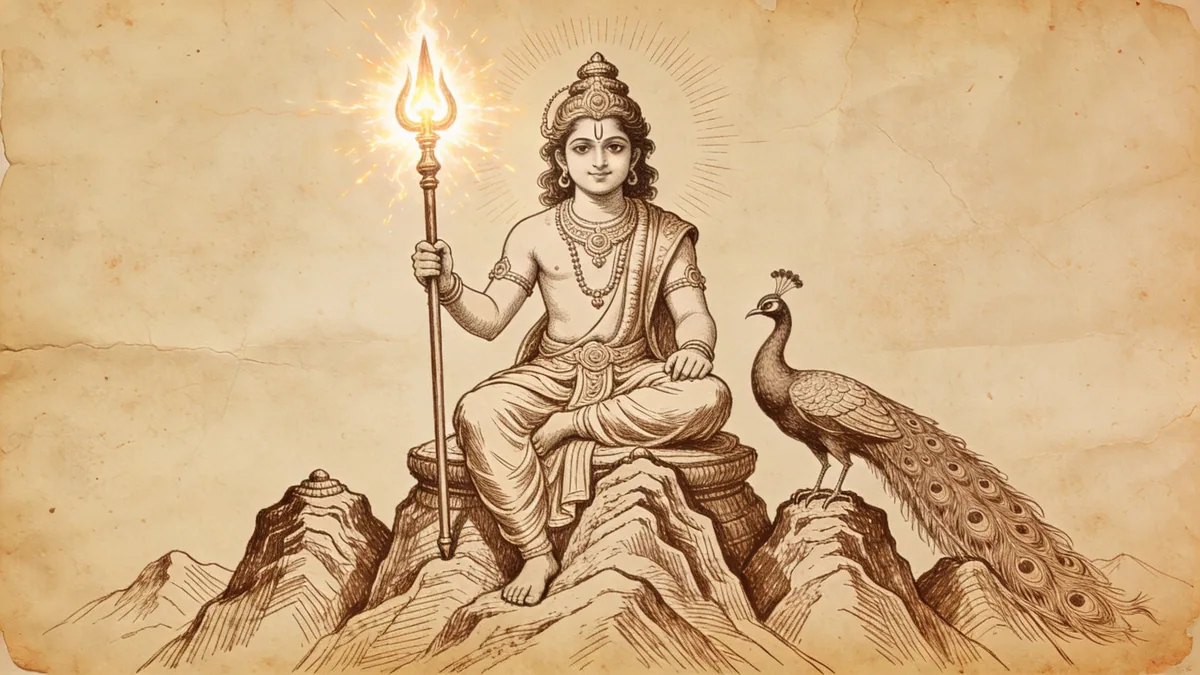 Visual depiction of Murugan as Hill God
