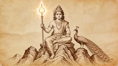 Visual depiction of Murugan as Hill God
