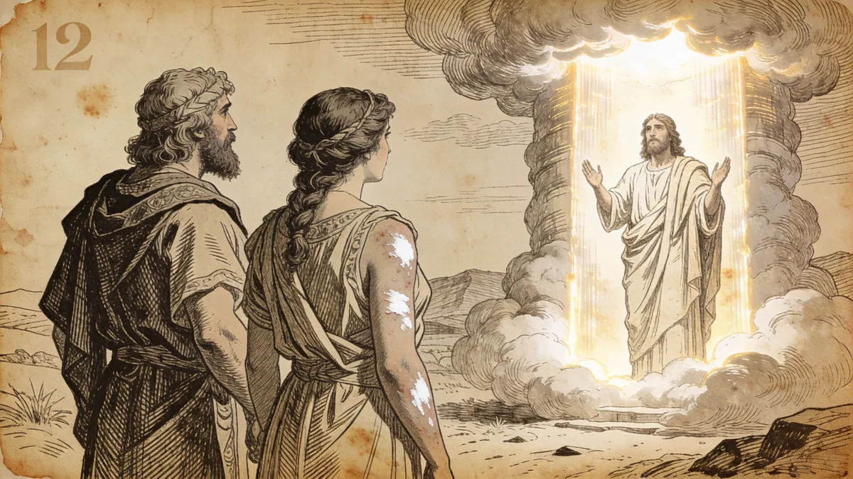Hand-drawn ink illustration: Moses Sees God Differently
