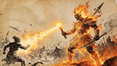 Visual depiction of Ogoun La Flambeau