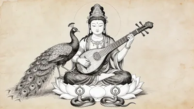 Visual depiction of Sarasvati-Benzaiten in syncretic form