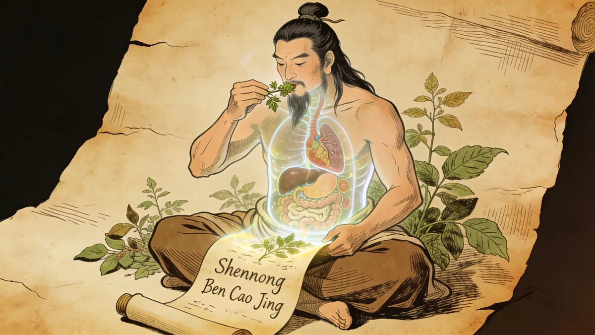 Visual depiction of Shennong as household healer