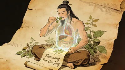 Visual depiction of Shennong as household healer