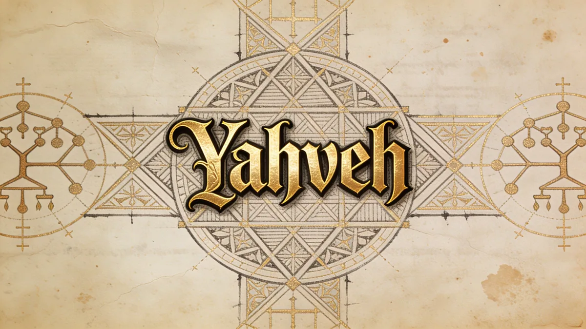 Visual depiction of Yahveh written in an illuminated medieval manuscript style